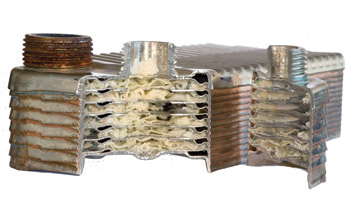 Scaled-up heat exchanger from a boiler